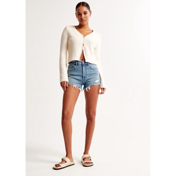 Abercrombie And Fitch Women’s The Mom Short High Rise Sz 4 - Picture 1 of 4